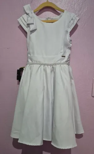 Vestido branco social,infantil,veste 5/6 anos.