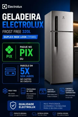 Geladeira Electrolux Frost Free 320L Duplex Inox Look (TF38S)