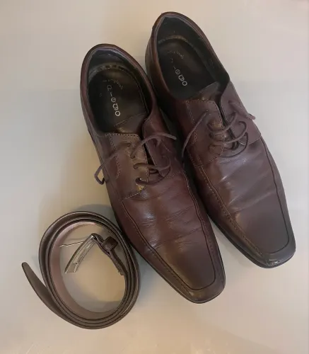 Sapato social Prego couro 42 / cinto couro marrom