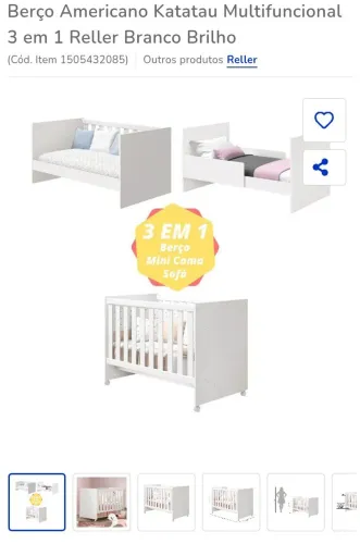 Vendo berço 3 em 1 branco