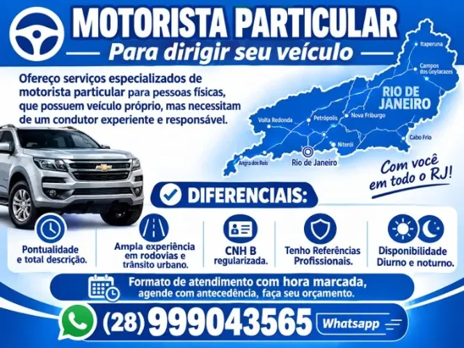Motorista Particular Para dirigir seu Veículo