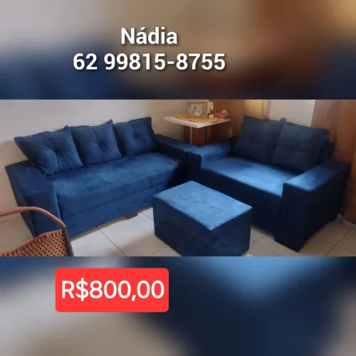 Sofá lindo e confortável - azul 