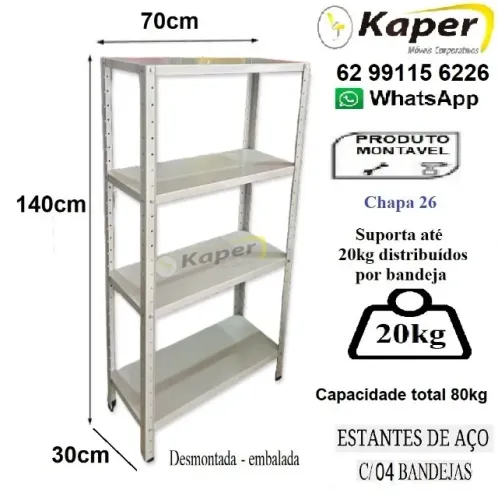 Estante de aço compacta 04 bandejas ( nova ) Promoção