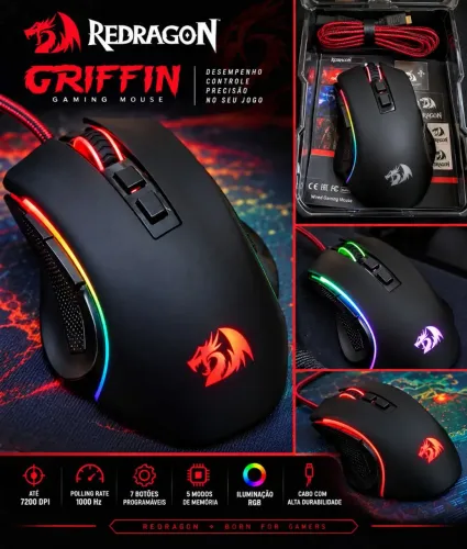 Mouse Gamer REDRAGON GRIFFIN 7200-DPI