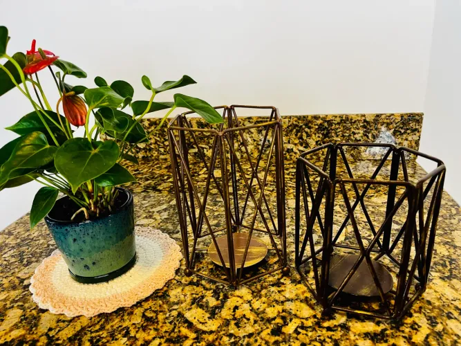 Kit Castiçal de mesa Metal decorativo 