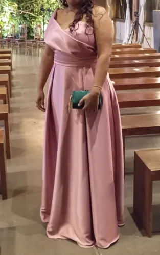 Vestido festa rose canela 