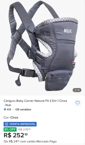 Canguru Baby, bebe bolsa canguru NUK TOP
