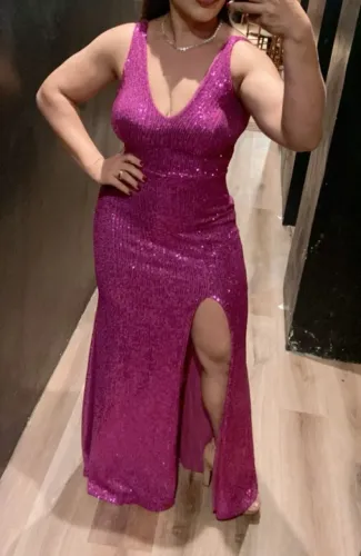 Vestido Longo De Festa Bordado Em Paêtes Sereia Com Fenda