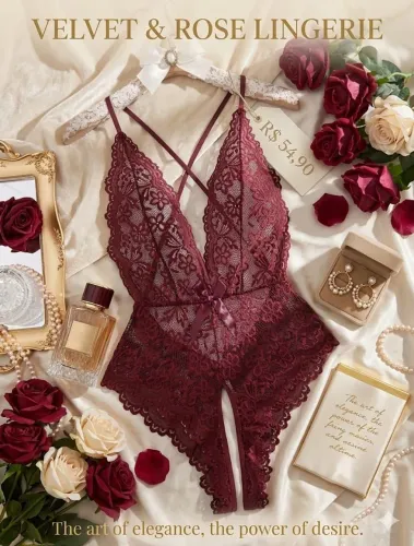 BODY SEXY DE RENDA COR BORDOR
