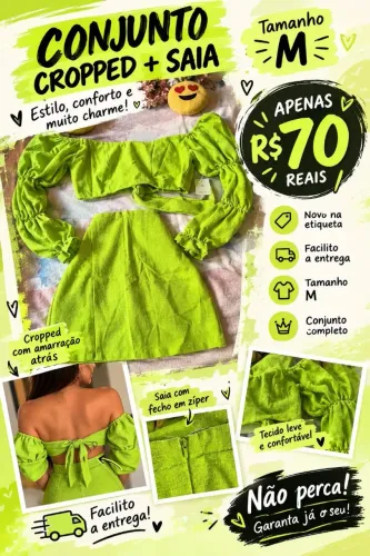 Mini brechó/conjunto saia e cropped