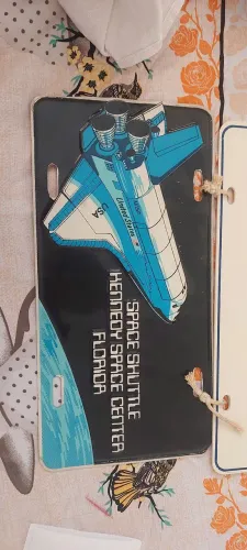 Placa de licença vintage NASA FL ônibus espacial Kennedy centro espacial Flórida