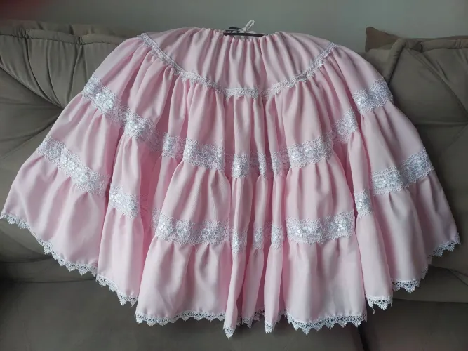Saia rosa rodada modelo 3 Marias
