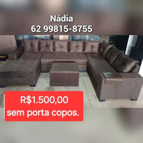 SOFÁ DE CANTO 7 LUGARES COM CHAISE FIXA