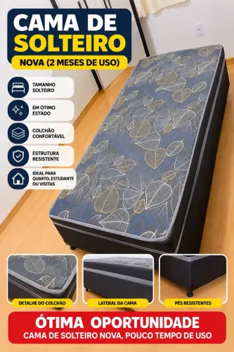 Cama box solteiro com colchão