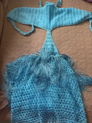 Vestido crochê azul