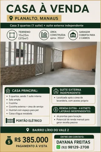 Casa com Kitnets Prontas para Alugar  Manaus