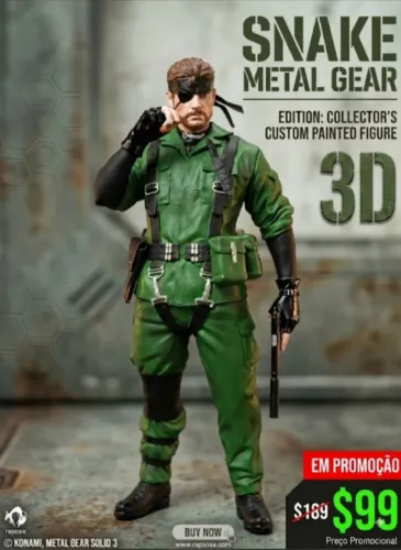Em promoção snake metal gear 30cm 3D