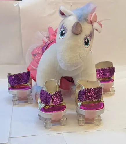 Pelúcia Unicórnio Build-A-Bear Original Com Vestido Tutu E 4 Patins - Ótimo Estado