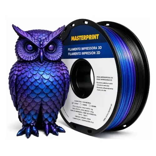 Filamento PLA Silk Roxo/Azul/Preto 1KG 1.75MM Masterprint