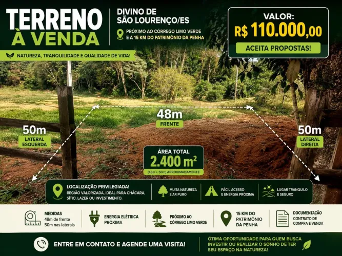 TERRENO A VENDA PRÓXIMO AO PATRIMÔNIO DA PENHA
