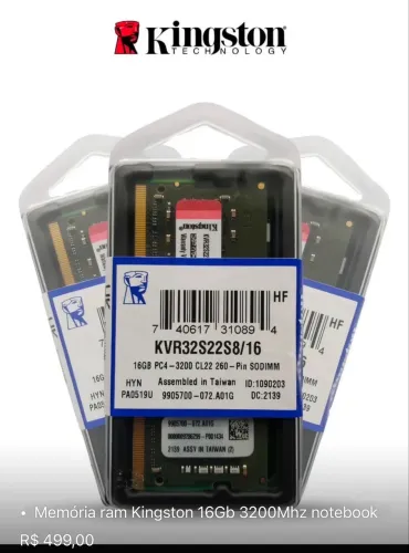 Memória ddr4 3200mhz notebook 16Gb