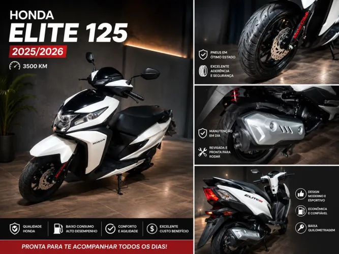 Honda Elite 125 2025/2026 - Apenas 3.500 km - Impecável