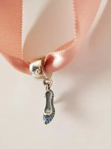 Charm Pandora Disney Sapatinho Cristal Cinderela Original Prata 925 Com Zircônias | Berloq