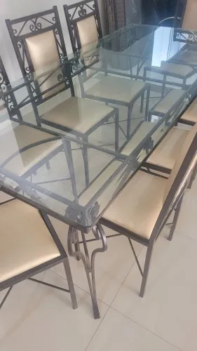 Mesa jantar em ferro artesanal 8 cadeiras