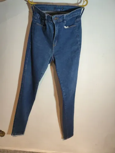 Calça Jeans Feminina Skinny Cintura Alta Azul Escura - Tam 36