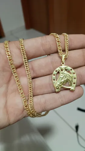 Vendo corrente, pulseira e pingente ferradura - moeda antiga
