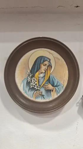 quadro sagrado coração de maria redondo 18cm