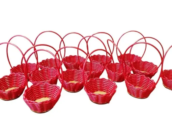 KIT 30 CESTINHAS EM FIBRA SINTÉTICA 9CM (COR VERMELHA)