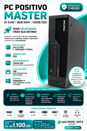 COMPUTADOR POSITIVO MASTER I5 3340 3.10GHZ 8GB RAM 120GB SSD