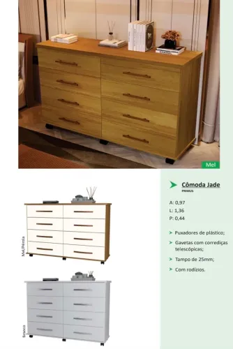 Cômoda Jade 8 gavetas