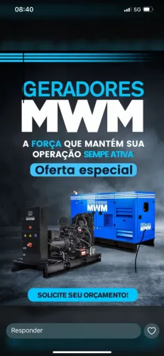 Grupo gerador diesel MWM novo cabinado com painel qta