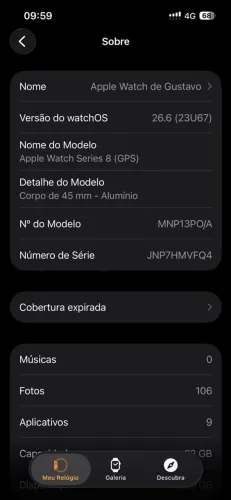 Apple Watch 8; GPS; 45mm; Caixa