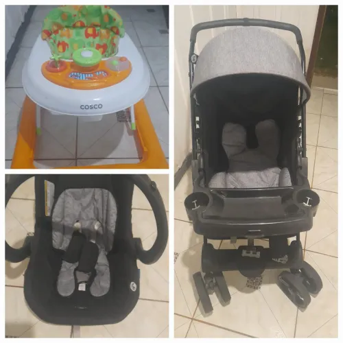 Carrinho de bebe, andador e bebe conforto