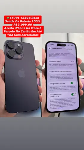 iPhone 14 Pro 128GB Roxo - Saúde Da Bateria 100% ( Usado )
