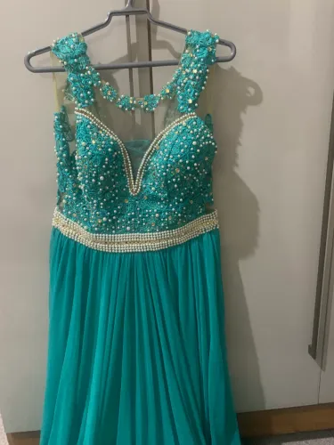 Vestido Bordado Longo Verde