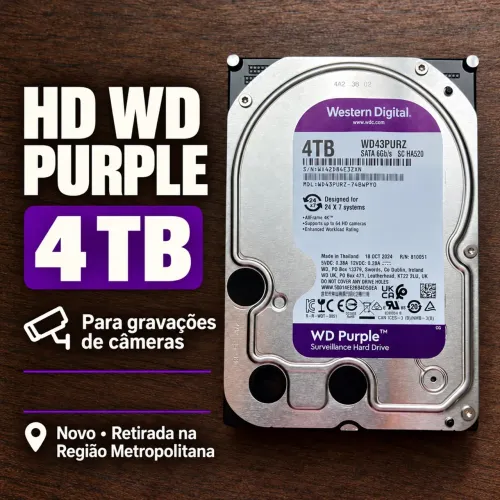 HD WD Purple 4TB novo para câmeras, DVR e NVR