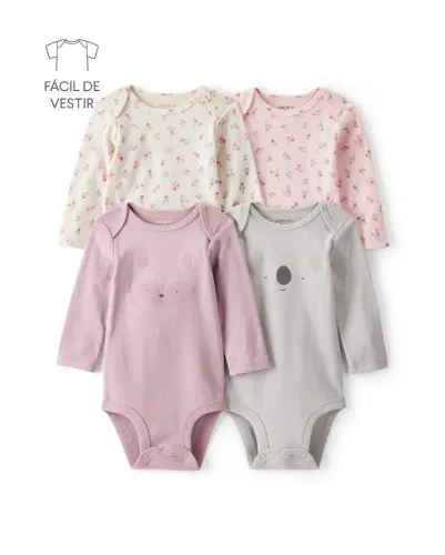kit 4 bodies carters manga longa 6m
