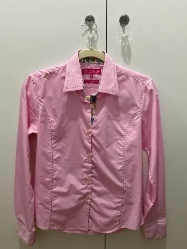 Camisa Dudalina Cetim Super 70/1 Algodão Egípcio Rosa