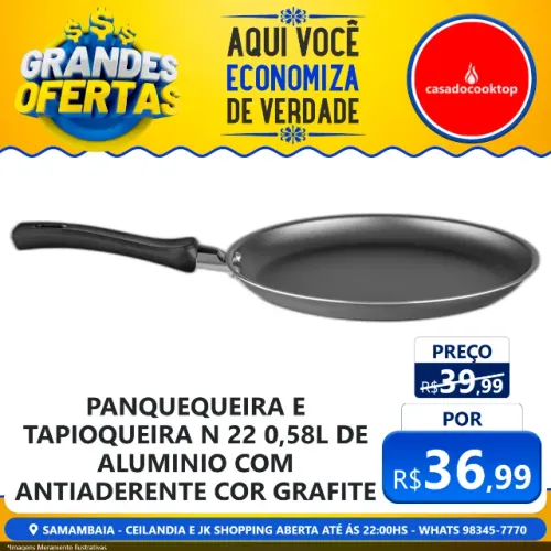 Panquequeira e tapioqueira n.22 / 0,58l  - de aluminio com antiaderente cor grafite
