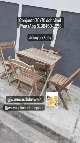 Conjunto de mesa dobrável 