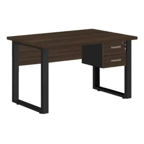 Mesa De Escritório Industrial Com Gavetas Estrutura Em Aço Marsala e Preto 25473
