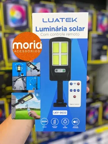 Luminaria Refletor Solar 100w Com Controle Remoto Luatek Lky-0033
