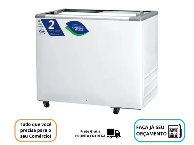 Freezer Congelador Tampa de Vidro 315 Litros