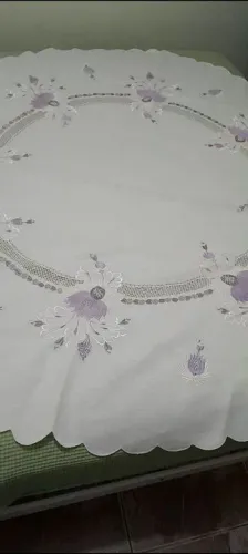 Toalha de mesa linho bordada
