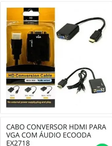 Conversor Hdmi Para Vga Hd Conversor