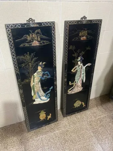 PLACA ANTIGA CHINESA GUEIXA MADRE PEROLA 